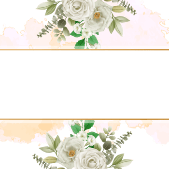 white flowers wedding invitation card png