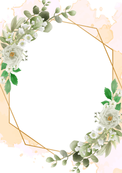 white flowers wedding invitation card png