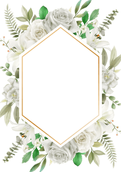 white flowers wedding invitation card png