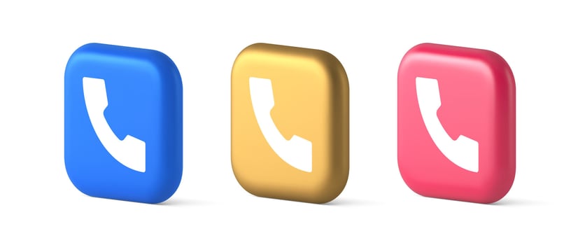 Helpline hotline call center phone handset squared button 3d realistic icon vector