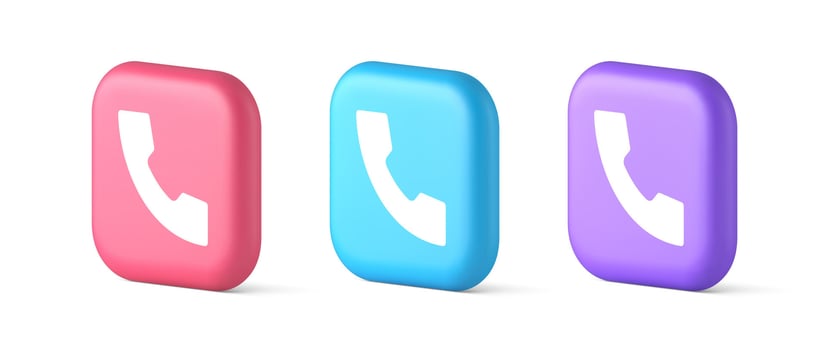 Helpline hotline call center phone handset squared button 3d realistic icon vector