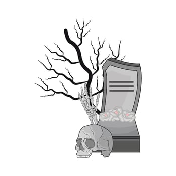 illustration of grave with skull vector