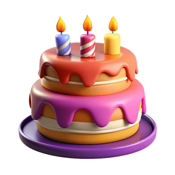 Colorful 3d birthday cake icon with candles, perfect for celebration, party, and invitation designs png