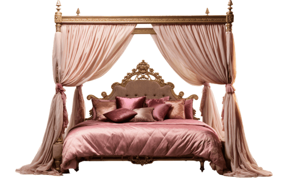 A Luxurious Four-Poster Bed On Transparent Background png