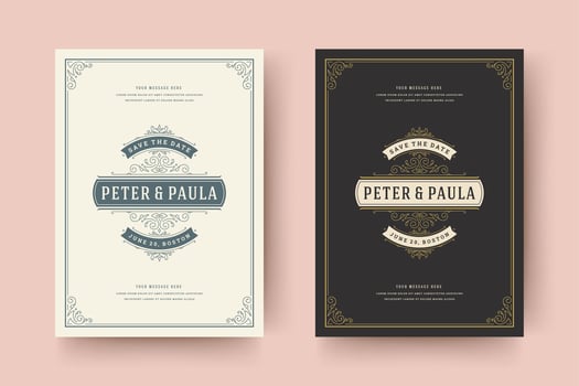 Wedding invitation save the date card typographic elegant template illustration. vector