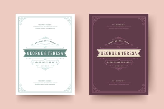 Wedding invitation save the date card typographic elegant template illustration. vector