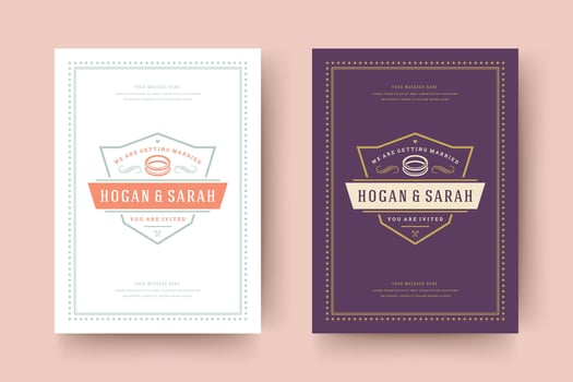 Wedding invitation save the date card typographic elegant template illustration. vector