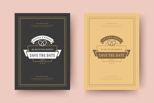 Wedding invitation save the date card typographic elegant template illustration. vector