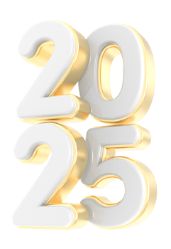 Happy New Year Number 2025 3d Render png
