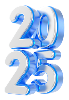 Happy New Year Number 2025 3d Render png