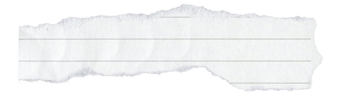 White Lined Ripped Paper Strip. Scrap Paper with Torn Edge, Scrapbook Sticky Notes, Notebook Page png