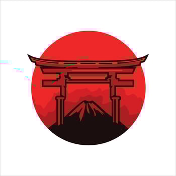 japan gate traditional building historical icon logo design template vector