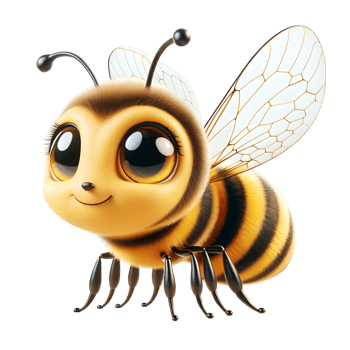 3d cartoon illustration of cute honey bee png