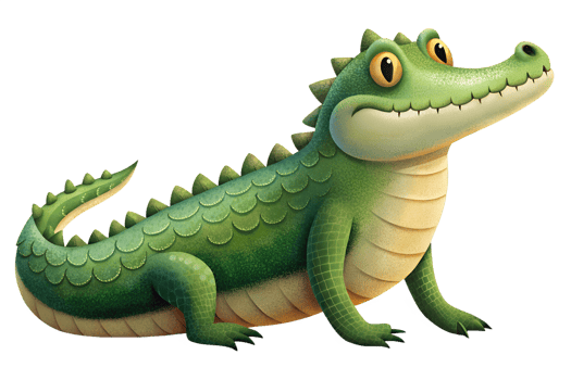 Cartoon style illustration Cute crocodile isolated on transparent background, png