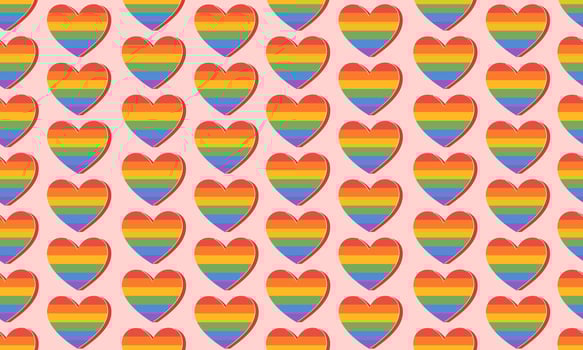 Seamless pattern with Symbol of LGBTQ pride community. Rainbow heart background. LGBT pride month. illustration vector
