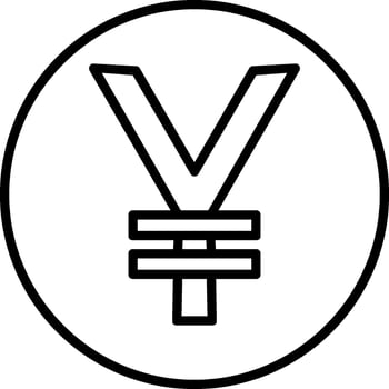 Yen Coin Line Icon vector