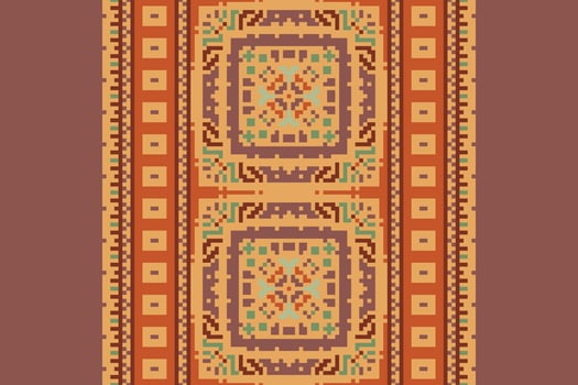 Peruvian pattern Seamless Bandana print silk Motif embroidery, Pixel Ikat embroidery Design for Print scandinavian pattern saree ethnic nativity gypsy pattern vector