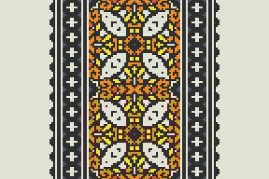 Patola sari Seamless Native American, Motif embroidery, Pixel Ikat embroidery Design for Print egyptian pattern tibetan mandala bandanna vector