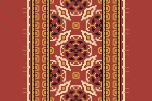 Patola sari Seamless Scandinavian pattern Motif embroidery, Pixel Ikat embroidery Design for Print figure tribal ink on cloth patola sari vector