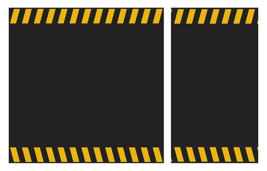 Yellow Warning Lines with Copy Space on Black Background Posters Set for Safety, Construction, Attention Concepts. Square and Vertical Design Templates for Web, Print and Social Media vector