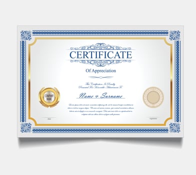 Modern Creative Business, Training Achievement Certificate Template vector