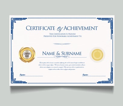 Modern Creative Business, Training Achievement Certificate Template vector