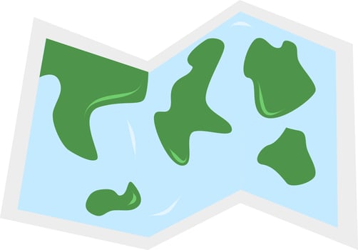 Map folded city map, gps navigation and travel locati on position search sticker 3d icon flat vector