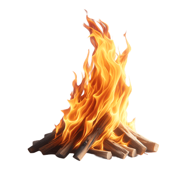 Realistic fire burning flame png