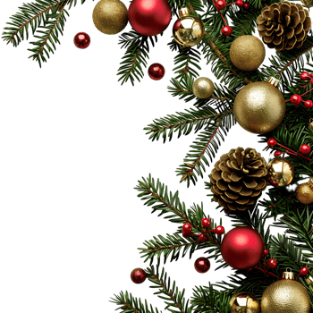 Christmas tree ornamentals on isolated background png