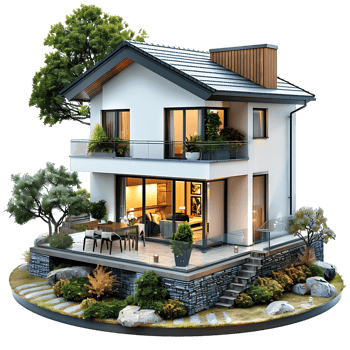 Modern bungalow on isolated background png