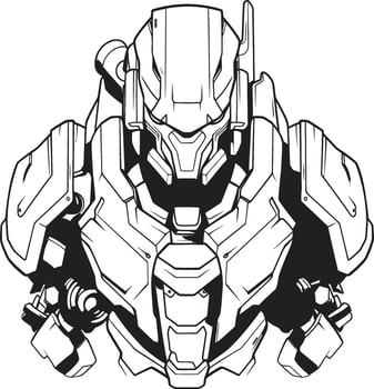 Future Fusion Cyborg Line Art Mechanical Marvel Futuristic Cyborg Coloring Page vector