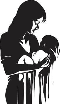 Precious Moments Emblematic Element of Motherhood Maternal Elegance of Mother Holding Newborn vector