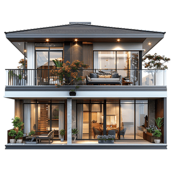 Duplex house on isolated transparent background png