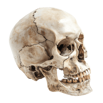 human skull on isolated transparent background png