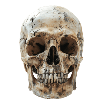 human skull on isolated transparent background png