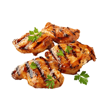 Grilled chicken on isolated transparent background png