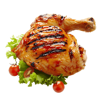 Grilled chicken on isolated transparent background png