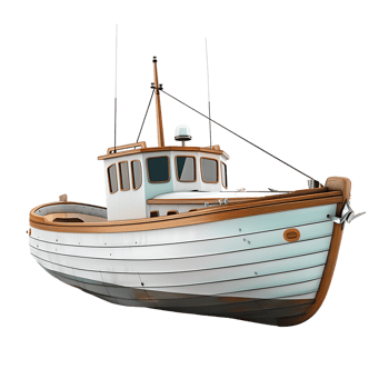 3d boat on isolated transparent background png