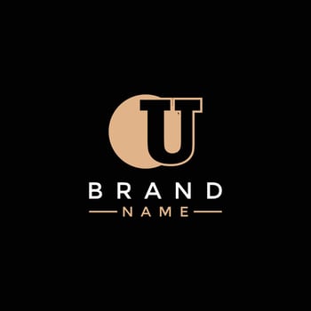 The combination of the letter U and the celestial moon vector