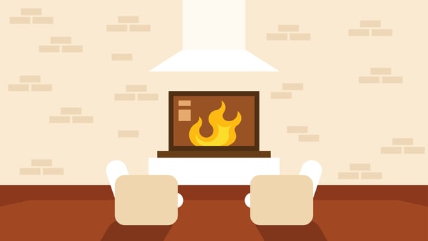 interior living room with chairs and fireplace in the background vector