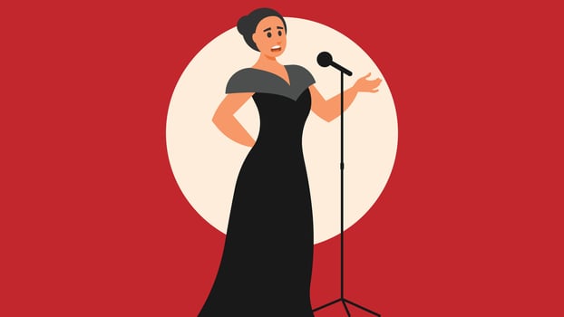 Singer and musician sings on a stage with formal dress vector