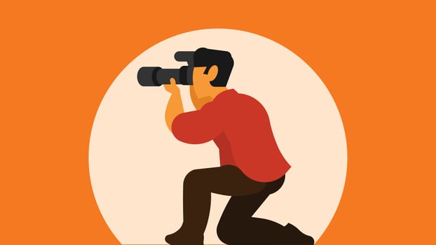 paparazzi photographer taking photos with camera illustration vector