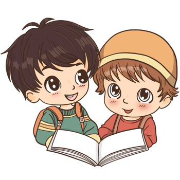 Children reading a book png