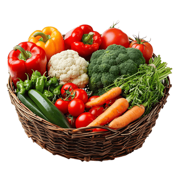 Vegetables Basket on transparent Background png