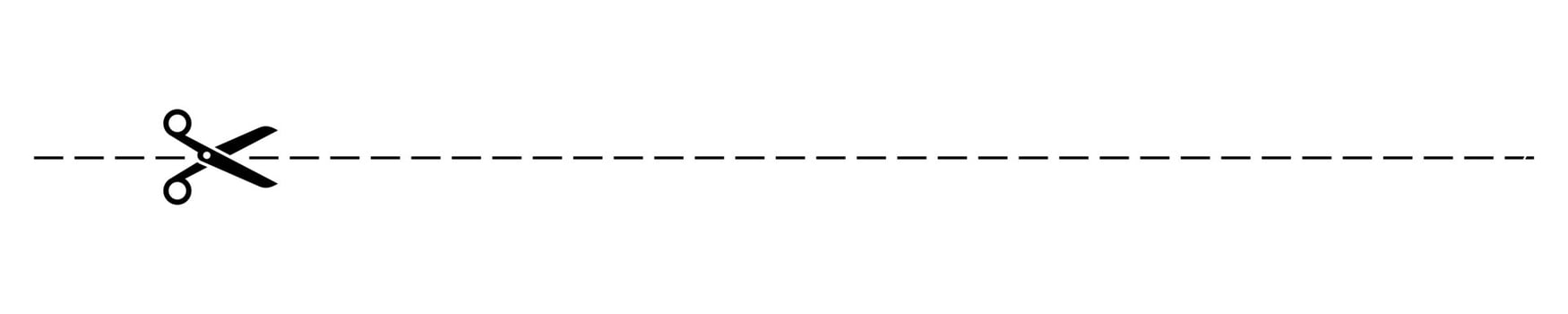 Scissors cutting through dashed line vector