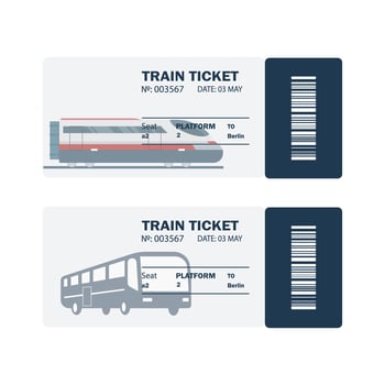 Train, bus tickets - illustration vector