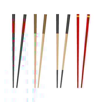 chopsticks for eating a set of different types. illustration of traditional Asian bamboo tableware. vector