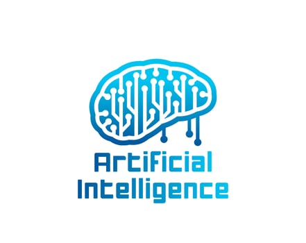 AI Artificial Intelligence icon of computer brain vector