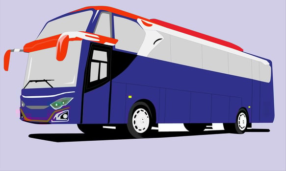 illustration of a blue and orange bus on a gray background vector