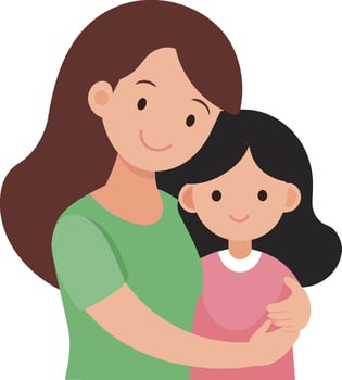 Illustration of a mother with her daughter on a white background vector